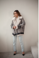 Women's jacket made of natural gray sheepskin in VINTAGE style